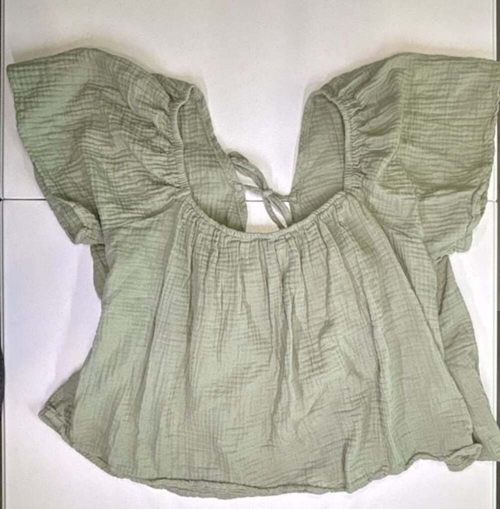SHEIN Green Short Sleeve Textured Blouse